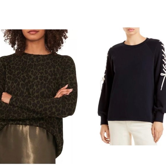 Alice + Olivia Sweaters - Alice & Olivia Charlotte Lace Up Sweatshirt -VINCE CAMUTO  Leopard Print Sweater